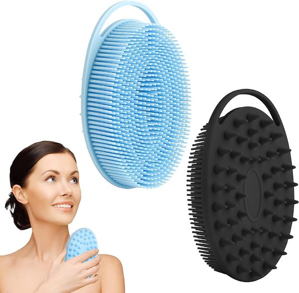 Scrubber esfoliante per il corpo in silicone Morbido silicone Loofah Doccia 2 in 1 Esfoliante per il corpo Massaggiatore Spazzola per shampoo per tutte le pelli Uomo Donna Bambino 1000 pezzi