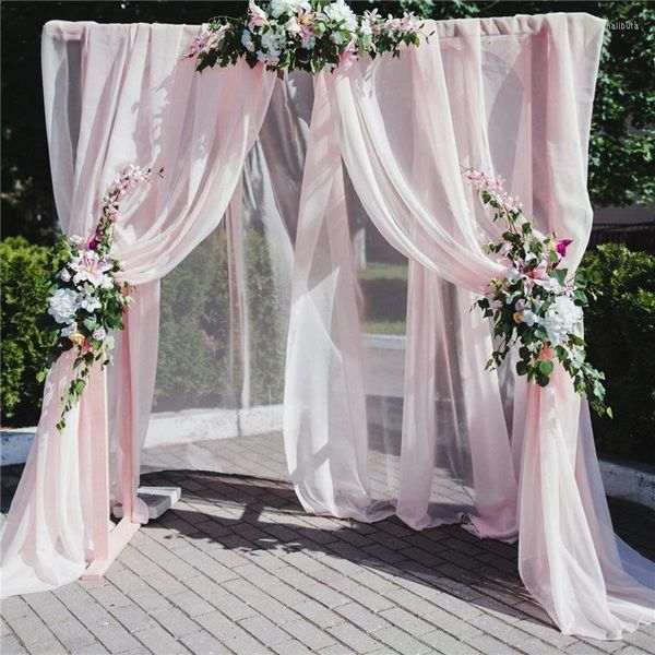 Cortina de pano de fundo de casamento branco cortina de tecido chiffon para painéis de cortinas de festa com bolsos de haste decorações de janela para casa