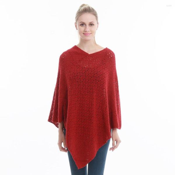 Sciarpe Occident Donna Casual Poncho Cardigan Donna Sciarpa lavorata a maglia Ladies Batwing Hollow Pullover Maglioni Mantelle