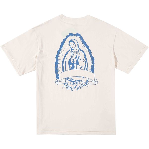 23SS New Woman Men's T-Shirts High End Classic Religion Goddess Sanskrit Printing Tee Vacation Summer Fashion Respirável Beach Casual Street Street Sleeve TJAMMTX301