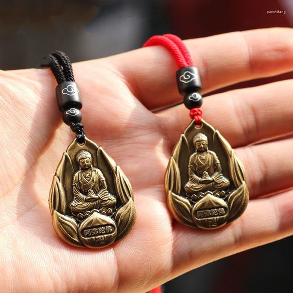 Anhänger Halsketten Retro Chinesisches Sternzeichen Exquisite Maitreya Messing Buddha Halskette Männer Glück Amulett Glück Schmuck