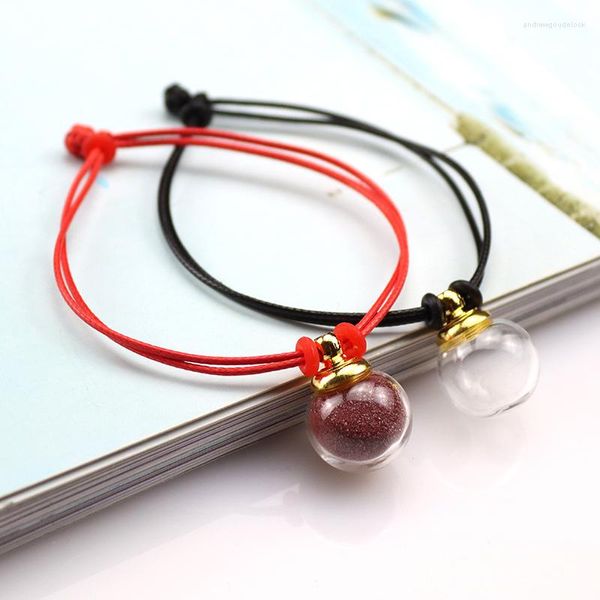 Braccialetti con ciondoli 2PCS Palla di vetro riempibile vuota con cavo di braccialetto intrecciato a mano Urna braccialetto gioielli ricordo per uomo donna regalo commemorativo