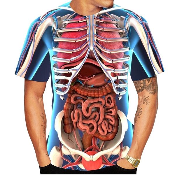 T-shirt da uomo Scheletro Organi interni T-shirt malata stampata in 3D Estate Manica corta Unisex Sapore pesante Divertente Teschio Tees 230617