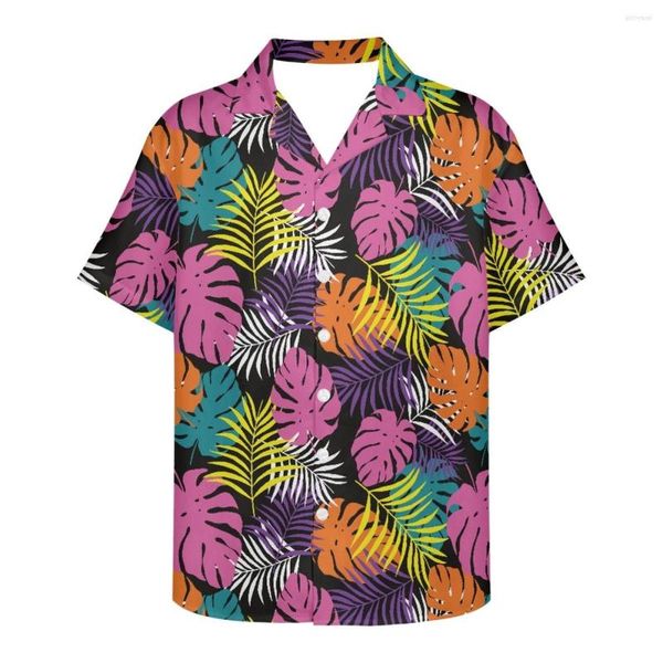 Männer Casual Hemden Cumagical Großhandel Mode Druck Stil Hawaiian Shirt Sommer Männer Strand Blätter Benutzerdefinierte für 2023