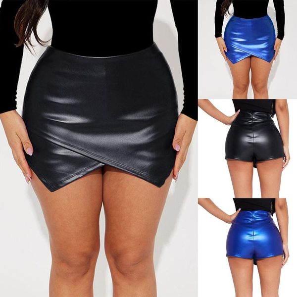 Aktive Shorts für Damen, modisch, lässig, solide, dehnbar, glänzend, mit Reißverschluss, kurze Culotte, elegant, gepolstert, für Damen