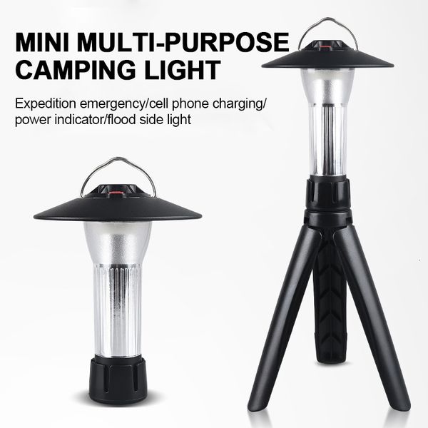 Ferramentas manuais LED luz de acampamento com base magnética mini lanterna portátil de acampamento ao ar livre luz de emergência luz de tenda suspensa luz de trabalho poderosa 230617