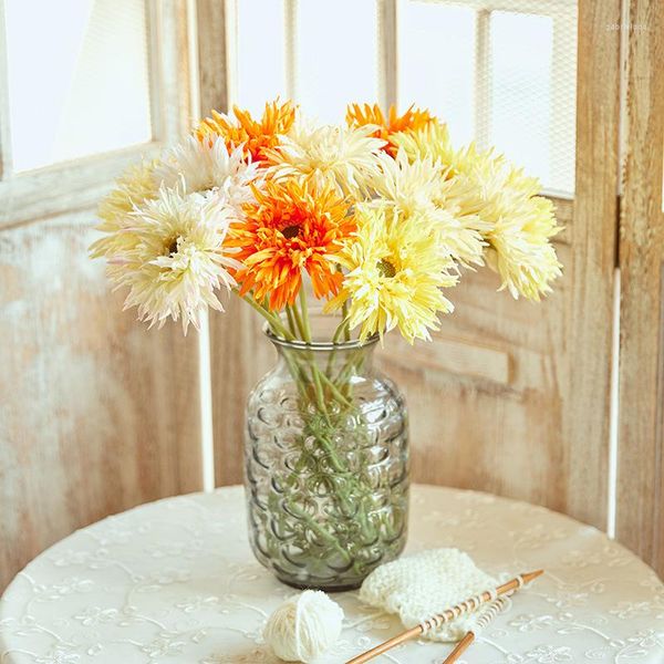 Dekoratif Çiçekler Sahte Daisy Faux Gerbera Daisies Düğün Gelin Buket Partisi Ev Dekor