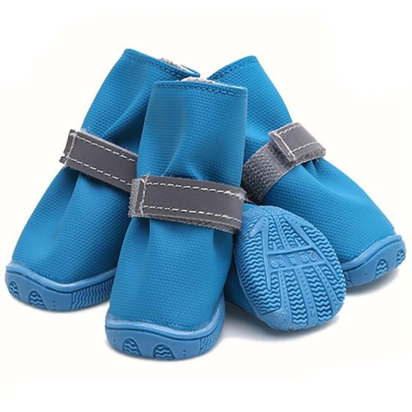 Schuhe wasserdichte Hundeschuhe für kleine Hunde Schuhe Antislip Reflektierende Riemchenhundhund Schnee Regenstiefel für Teddy Bichon