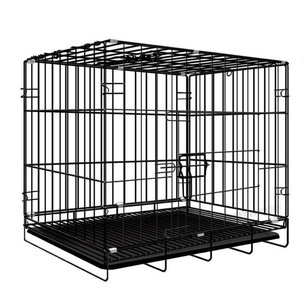 Gaiolas Doubledoor Dobrável Metal Pet Crate com bandeja de plástico Dog Cat Gaiola Pet House Nest