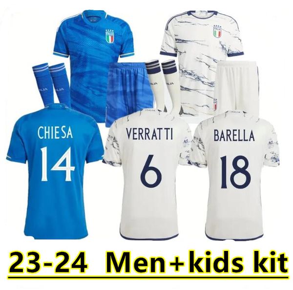 2023 camisas de futebol itália Italia 23 24 versão fãs maglie da calcio VERRATTI CHIESA GNONTO camisa de futebol T LORENZO PINAMONTI POLITANO GRIFO kit infantil uniforme S-4XL 66