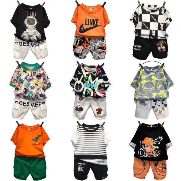 Abbigliamento estivo per bambini all'ingrosso Abbigliamento per neonati alla moda Set di vestiti in cotone per bambini