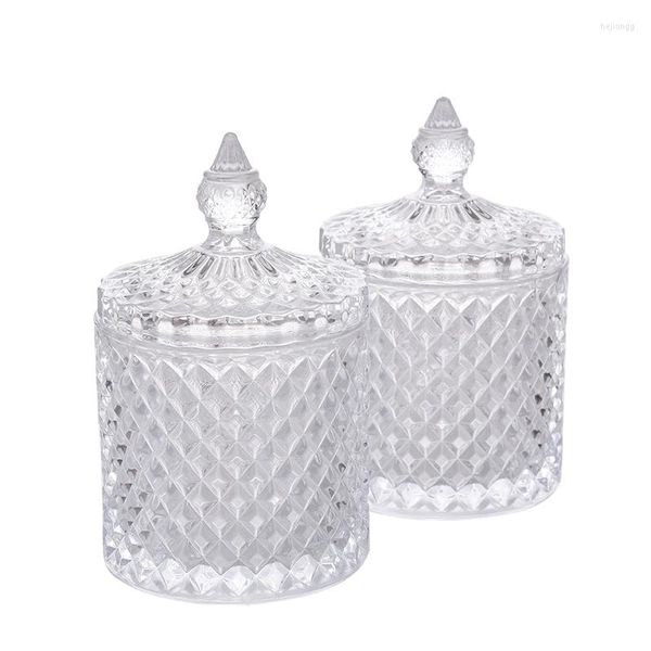 Garrafas de armazenamento HF clássica caixa de doces de vidro frutas secas moda palito com tampa decoração de cristal