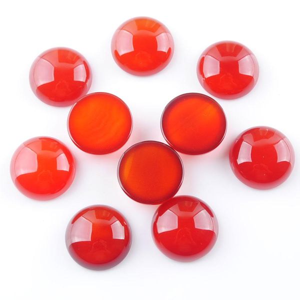 Crystal 16mm Agate rossa in pietra naturale Cabochon Cabina rotonda Cameo Baseo Pulsante Accessori gioielli Accessori per anello 20pcs/lotto Tu3203