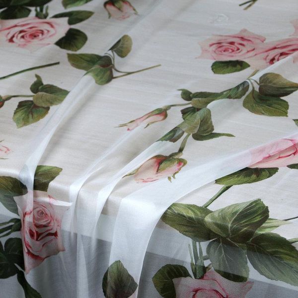 Tecido rosa rosa digital impresso chiffon tecido cachecol macio fino roupas tissus para vestido camisa retalhos costura diy vestuário bordado