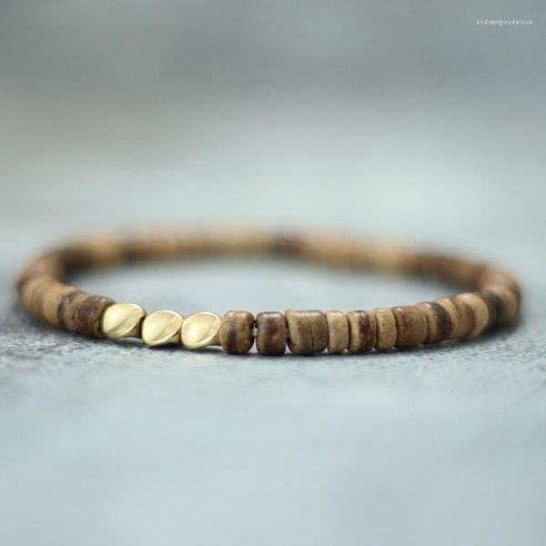 Braccialetti con ciondoli Bracciale in legno naturale antico per uomo Donna 4mm Braclet Pietra di ossidiana Rosario Perline Guarigione Braslet Buddista tibetano