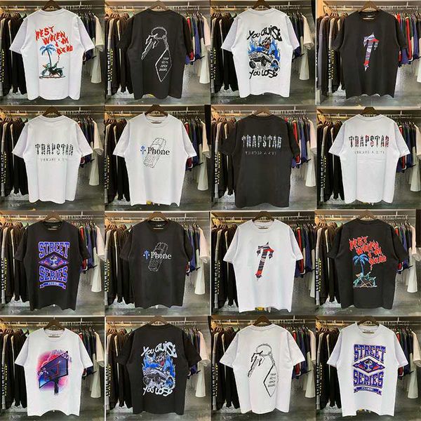 Tasarımcı moda giyim tees tsihrts gömlekler travstar cadde hip hop trend yaz rahat karikatür baskı gevşek pamuklu yuvarlak boyun kısa kollu tshirt kaya hip hop