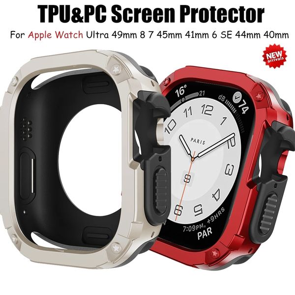 PC con custodia in TPU per Apple Watch 41MM 45MM 44MM 40MM 49MM 2 in 1 Custodia protettiva a prova di caduta per armatura serie iwatch 8 7 6 5 4 SE Ultra