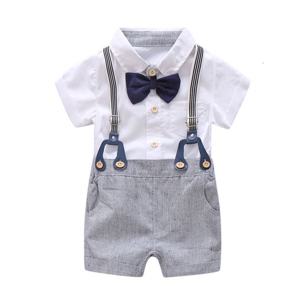 Kleidungssets geborener Baby Boy Sommer Formal Set Hochzeits Geburtstag Jungen Anzug White Strampler Shirt Kleinkind Gentleman Outfit 230617