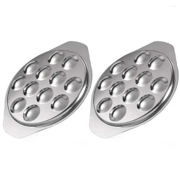 Set di stoviglie 2 pezzi Piatto per lumache Porta lumache a 12 fori Piatto da forno in ceramica Gadget da cucina Utensile per infilare la piastra in acciaio inossidabile