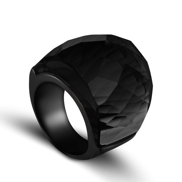 Anello solitario ZMZY Fashion Black Grandi anelli per le donne Gioielli da sposa Grande anello in pietra di cristallo Anelli in acciaio inossidabile 316L 230617