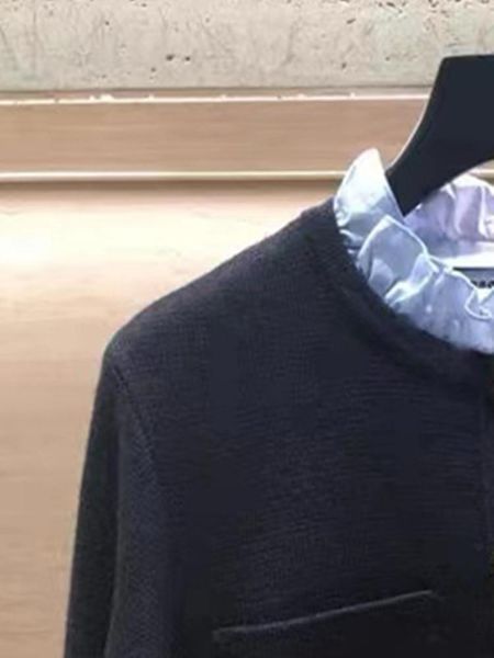 Maglioni cuciture per canri da colletto femminile femminile a petto singolo ricamo nero da ricamo da jumper top a maniche lunghe signore cardigan