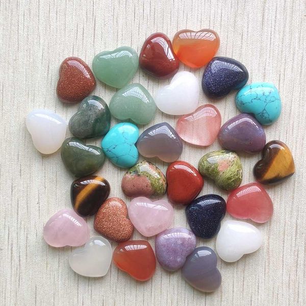 Perline Moda di buona qualità Assortiti cabochon in pietra naturale perline cuore per creazione di gioielli 15x18mm all'ingrosso 30 pz / lotto spedizione gratuita