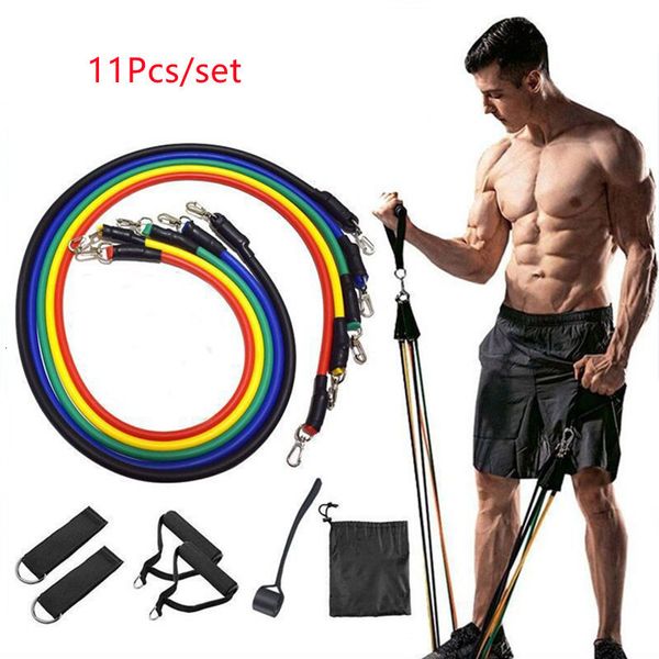 Fasce di resistenza 11Pcs Elastic Band Pull Rope Set Expander Tubi Gomma Stretch Training Fisioterapia Palestre Allenamento 100LB 230617