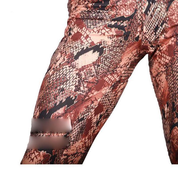 Pantaloni da uomo sexy Taglie forti Moda Camo Pantaloni tattici Pantaloni Snake Leopard Pantaloni stretti elastici alti Pantaloni a matita lucidi maschili Abbigliamento gay F46