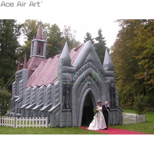 Riesige aufblasbare Hochzeitskirche, gotisches Hochzeitszelt, individuelles Partyhaus für Valentinstag/Antrag oder Jahrestag