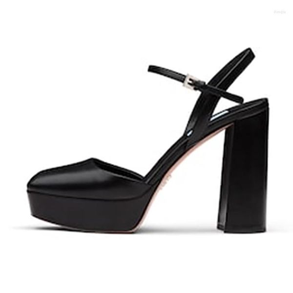 Sandálias Traf Mulheres Mary Janes Grosso Sola Plataforma À Prova D 'Água Bombas Feminino Quadrado Baotou Couro Sexy T Strap Dress Shoes Lady