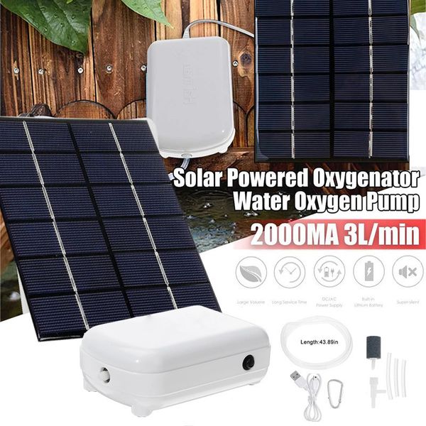 Luftpumpen-Zubehör, solarbetriebener Oxygenator, Wasser-Sauerstoffpumpe, Teichbelüfter, Aquarium-Luftpumpe, Solarpanel, Wasserpumpe, Gartendekoration, 3 l/min, 230617