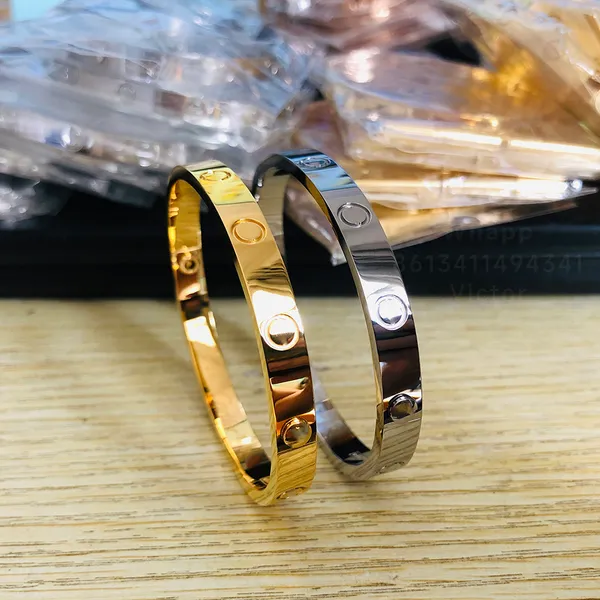 Love bangl bangle parafuso saliente Banhado a ouro 14K T0P reproduções oficiais de qualidade Os detalhes são consistentes com o presente oficial para namorada com caixa 003