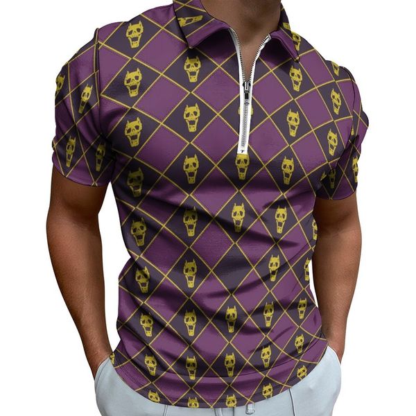 Herren Polos Kira Yoshikage Jojos Bizzare Adventures Casual T-Shirts Killer Queen Skull Poloshirts Reißverschluss Y2K Shirt Design Top Plus Größe 6XL 230617