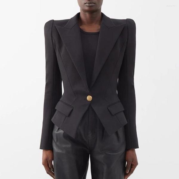 Jaquetas femininas 2023 primavera e verão ano de 2020 preto ombreira de um botão jaqueta feminina moda temperamento fino terno versátil