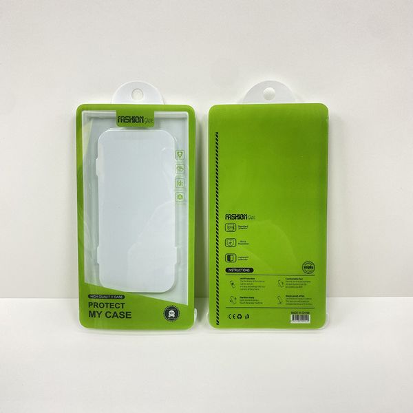 Caixa de embalagem rápida universal branca e verde para capa de celular PVC Blister Desenho Display Dustproof Package Box For Cover Shell