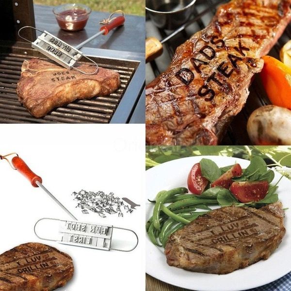 Ferramentas para churrasco Acessórios Churrasco Churrasco Marcação Ferro Assinatura Marcação de Nome Carimbo Ferramenta Carne Bife Hambúrguer 55 x Letras e 8 Espaços 230617