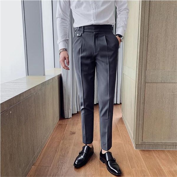 Calças de alta qualidade branco vestido de casamento calças dos homens terno de negócios calça casual fino ajuste calças formais pantalon traje masculino terno calças