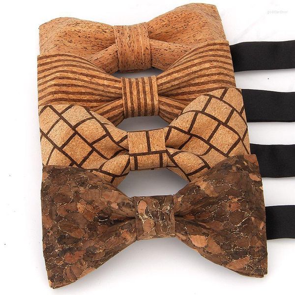 Bow Ties Ahşap Bowtie zanaat şık erkekler Accessoires Business Wedding Wedding Wedding Ahşap Kelebek Tie Cork Hediyeler Erkek İçin