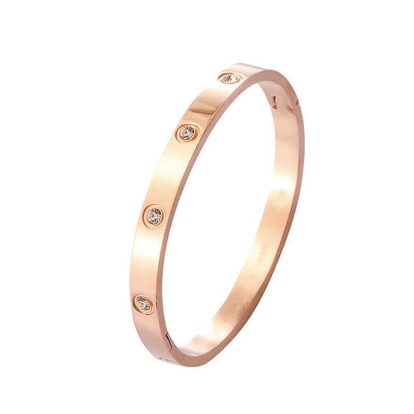 Designer original Japão e Coreia do Sul Nova venda quente pulseira de aço titânio incolor 18K com diamantes para meninas pequeno luxo temperamento de alta qualidade Ros