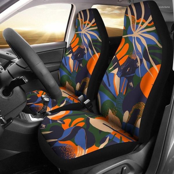 Capas para banco de carro colorido laranja roxo azul floral arte abstrata par 2 protetores frontais acessórios