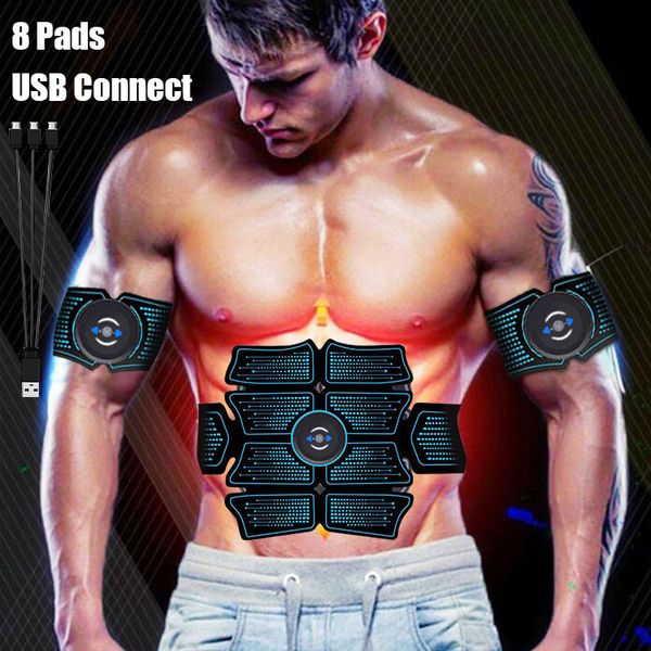 Equipamento de fitness integrado EMS Abs Abdominal Muscle Stimulator Trainer USB Connect Equipment Training Gear Muscles Electrostimulator Toner Exercise 230617