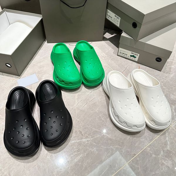 2023 Pantofole traforate di marca Uomo Donna Platform Sandali firmati Zeppa in gomma Cut-out Slide Materiali trasparenti Fashion Beach Flats Shoes