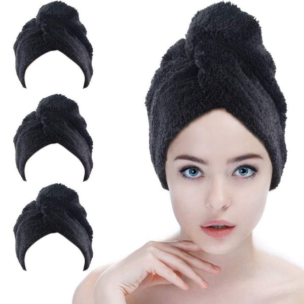 Кэпки Sinland Microfiber Drying Cap Cap Turban Long Hair Want Headwrap Super Abripent для Lady Woman 3 Pack Free Ship