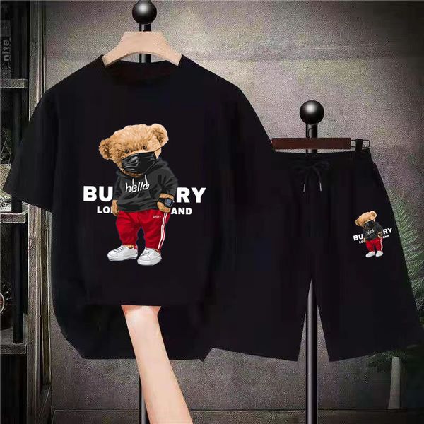 Мужские спортивные костюмы Мужские футболки SET SET SURTER LUXURY BRAND BEAR PILTER PRINT PURE HOTCLE-COUT 2 PIECT SUIT