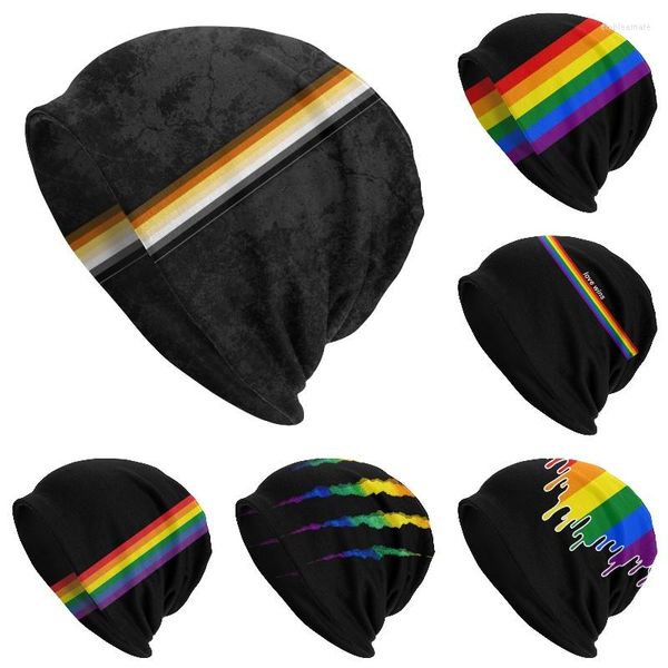 Berretti Distressed Gay Bear Pride Flag Stripe Berretti Berretti Uomo Donna Streetwear Inverno Caldo Cappello lavorato a maglia Adulto LGBT GLBT Cappellino per lesbiche