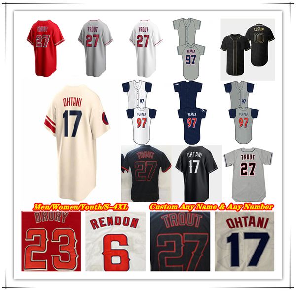 LA Baseball Jerseys Mike Trout Shohei Ohtani Hunter Renfroe Taylor Ward Brandon Drury Gio Urshela Luis Rengifo Zach Neto Patrick Sandoval Anthony Rendon ANGELS 4XL