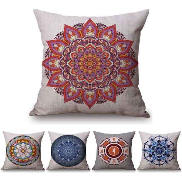 Kissenbezug Mandala Blumen Vintage Home Decor Kissenbezug Böhmen Religion Stil Autosofa Dekokissenbezug Autostuhl Kissenbezug 45x45cm 230617