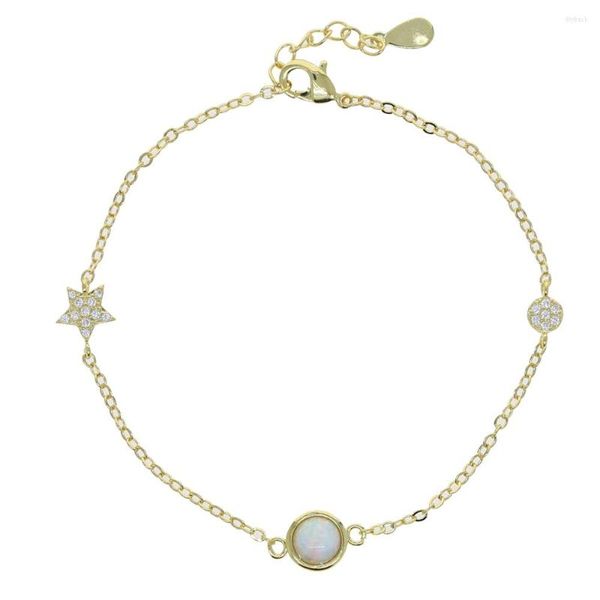 Link Armbänder Verkauf Förderung Mode Frauen Mädchen Schmuck Weiß CZ Opal Stein Geometrische Runde Stern Charm Armband