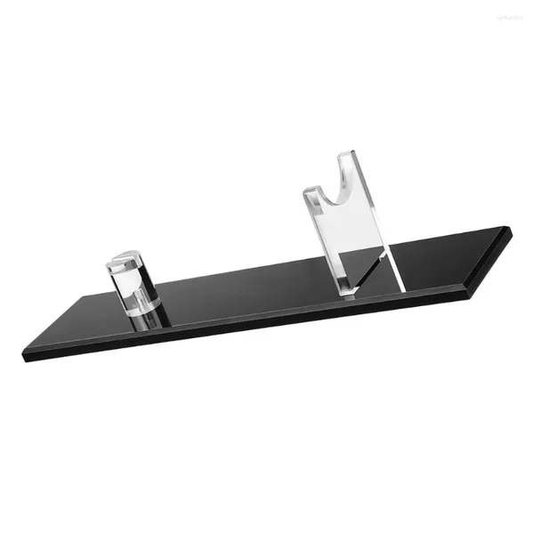 Dekoratif Çiçekler Ahşap Depolama Rafları Ekran Stand Akrilik Rafı Görüntüle 26.7x6.4x6.4cm Siyah Ahır