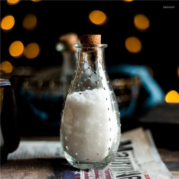 Bottiglie di stoccaggio Bottiglia da bowling Bicchiere piccolo con tappo di sughero Vuoto Salsa di spezie Fagioli di sale Vasetti Artigianato regalo Fiale